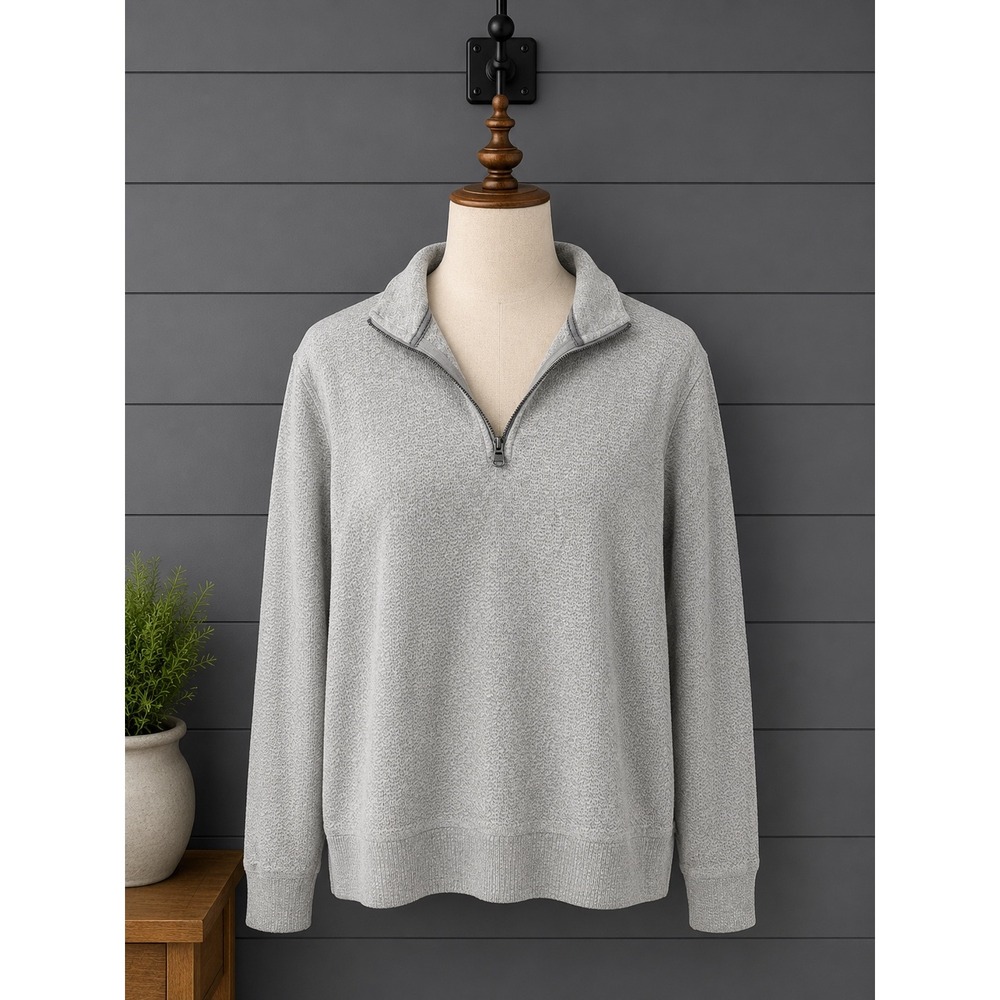 Faherty Textured Knit Quarter Zip Pullover Mens Size M 100% Good Earth Cotton